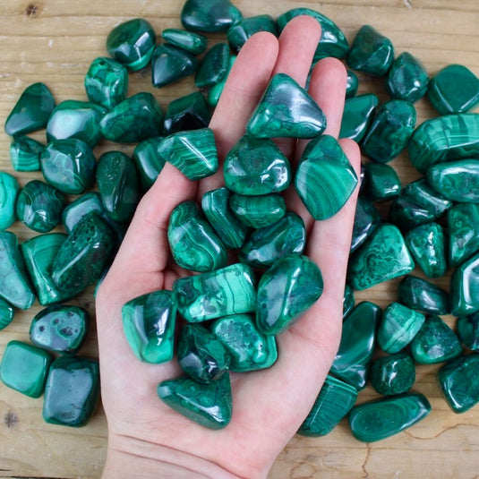 Malachite in Hand - Tumblestones - Keshet Crystals in Petersfield