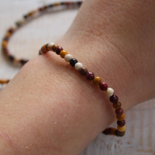 Mookaite Jasper Bracelet modelled on a wrist