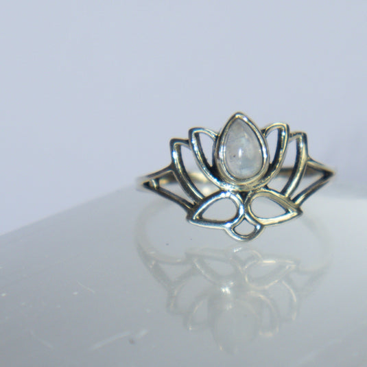 Moonstone Lotus Flower - Rings - Keshet Crystals in Petersfield