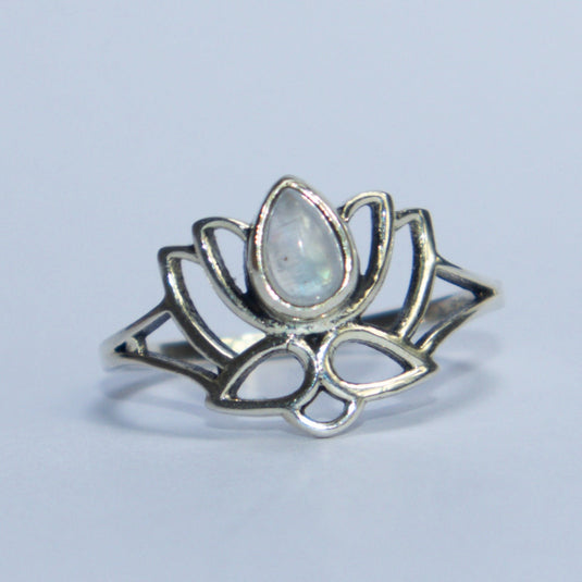 Moonstone Lotus Flower - Rings - Keshet Crystals in Petersfield