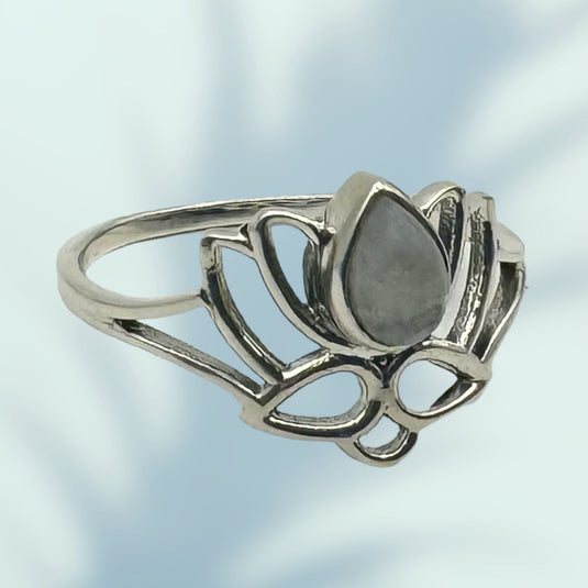 Moonstone Lotus Flower - Rings - Keshet Crystals in Petersfield