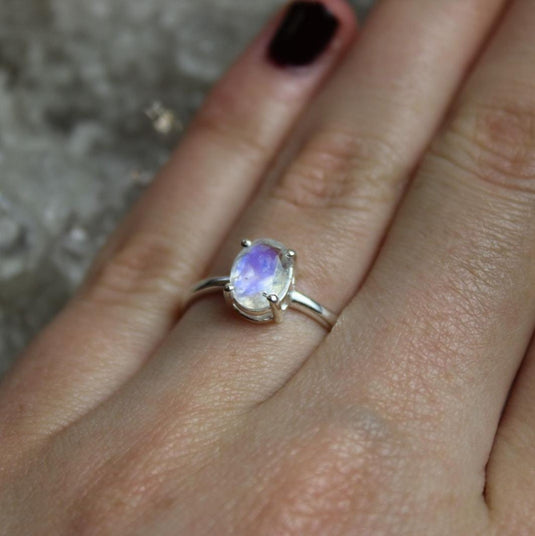 Moonstone ring showcasing its adularescence