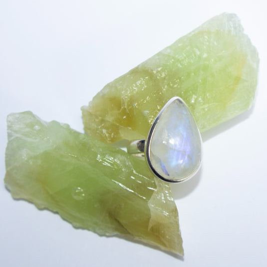 Moonstone Large Tear Drop - Rings - Keshet Crystals in Petersfield