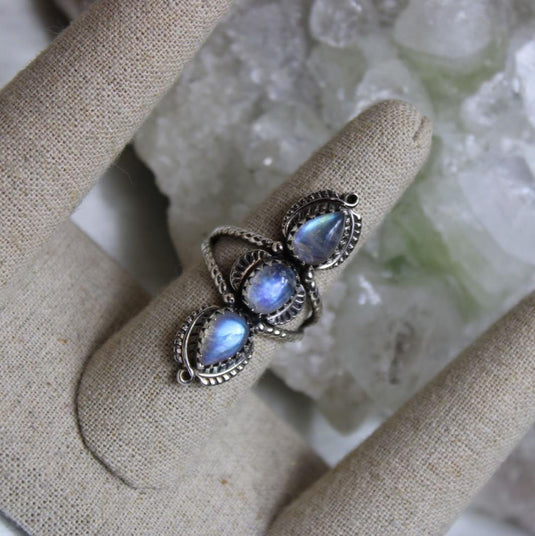 Moonstone Sterling Silver Trilogy Ring