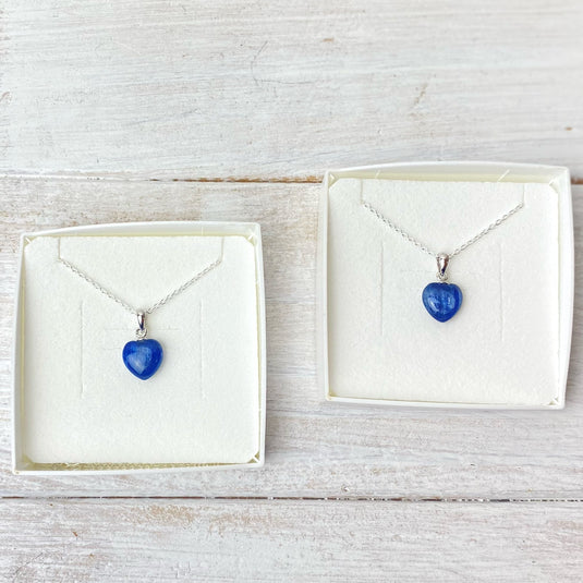 Blue Kyanite Heart Necklace - Necklaces - Keshet Crystals in Petersfield