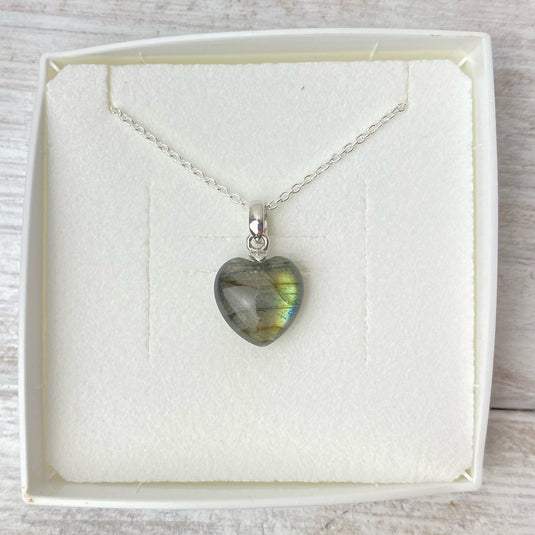 Labradorite Heart Necklace - Necklaces - Keshet Crystals in Petersfield