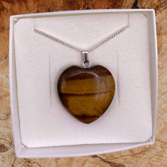 Tiger Eye Large Heart - Necklaces - Keshet Crystals in Petersfield & Online