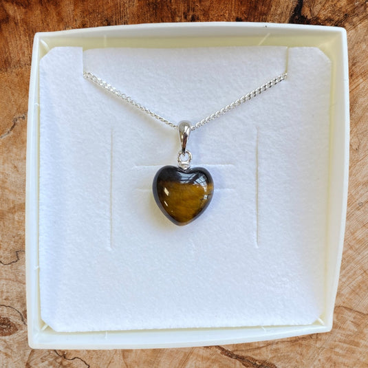 A Grade Tiger Eye Small Heart - Necklaces - Keshet Crystals in Petersfield