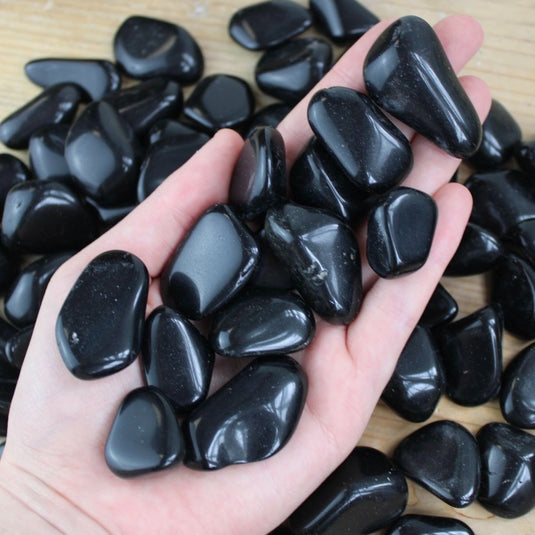 Black Obsidian Close Up - Tumblestones - Keshet Crystals in Petersfield