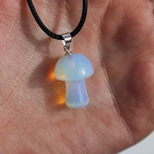 Crystal Mushroom Pendant on Black Cord