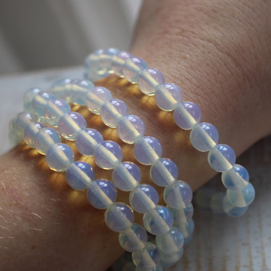 Opalite 8mm Bead Bracelets Modelled on Wrist