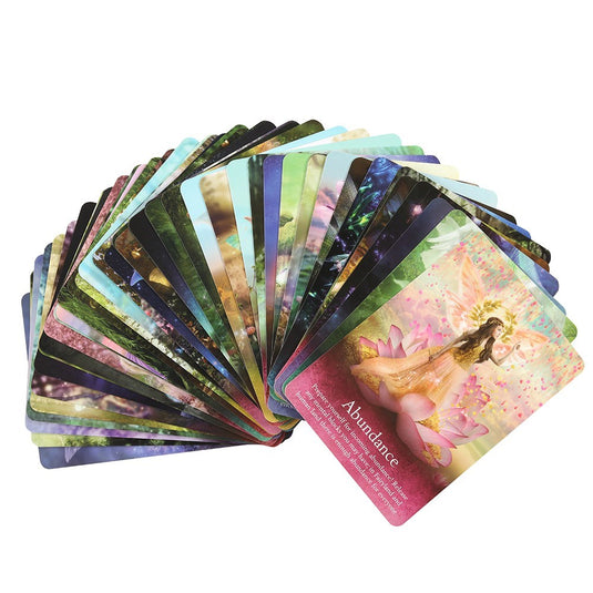 A spread of Fairy Oracle Cards by Karen Kay.