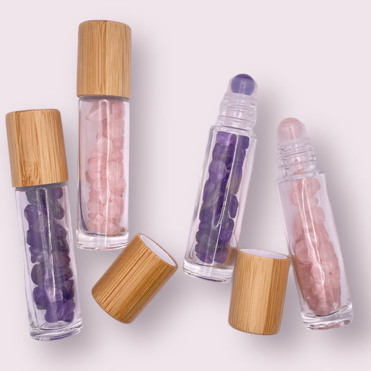 Rose Quartz and Amethyst Roller Bottles - Fragrances - Keshet Crystals in Petersfield & Online