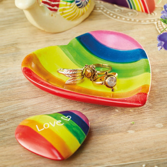 Rainbow Hand Painted Heart - Trinket Bowls - Keshet Crystals in Petersfield