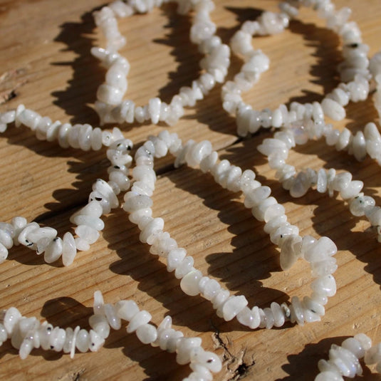 Rainbow Moonstone Chip Close Up - Bracelets - Keshet Crystals in Petersfield