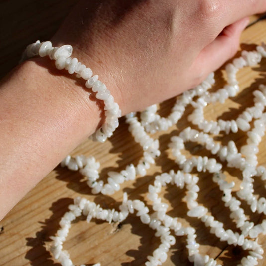 Rainbow Moonstone on Wrist - Bracelets - Keshet Crystals in Petersfield