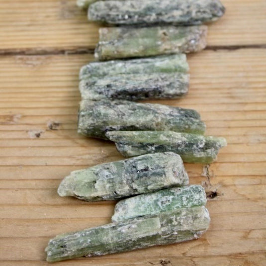 Raw Green Kyanite Blades Lined Up - Rough Crystals - Keshet Crystals in Petersfield