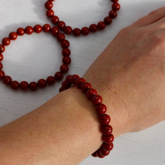 Red Jasper Bead on Wrist - Bracelet - Keshet Crystals in Petersfield