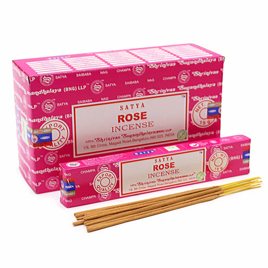 A Bright Pink Box of Satya Rose Incense Sticks