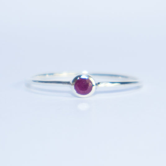 Dainty Ruby Gemstone Ring Up Close - Rings - Keshet Crystals in Petersfield