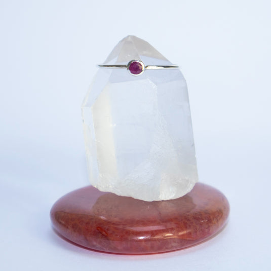 Dainty Circle Ruby Ring - Rings - Keshet Crystals in Petersfield