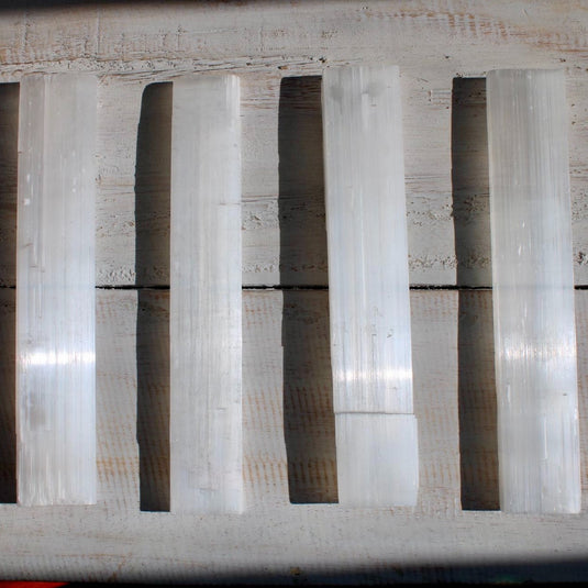 Selenite Ruler in a Line - Rough Crystals - Keshet Crystals in Petersfield