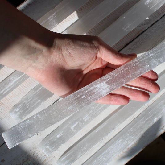 Raw Selenite Ruler - Rough Crystals - Keshet Crystals in Petersfield