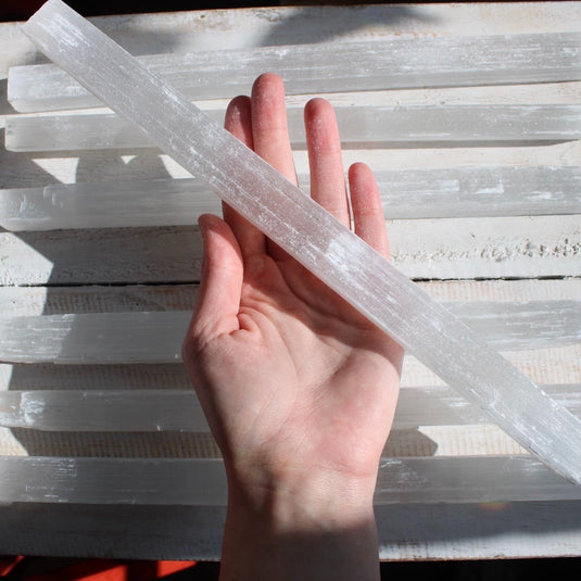 Raw Selenite Stick for Cleansing Energy - Rough Crystals - Keshet Crystals in Petersfield