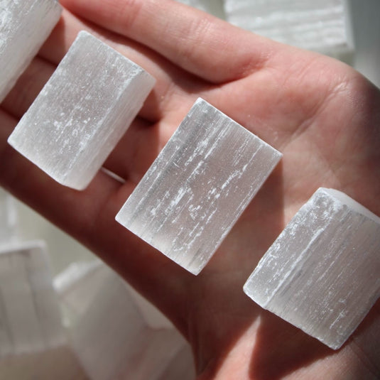 Small Selenite Chunk Close Up - Rough Crystals - Keshet Crystals in Petersfield