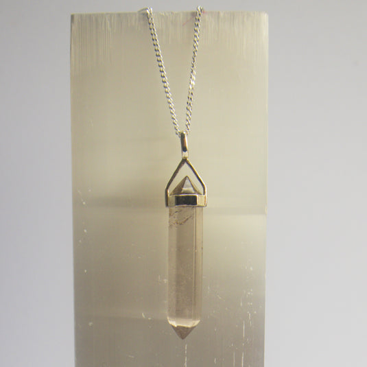 Sterling Silver Smokey Quartz Double Terminated Point - Necklaces - Keshet Crystals in Petersfield