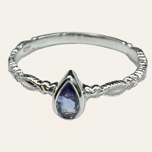 Dainty Tear Drop Tanzanite - Rings - Keshet Crystals in Petersfield