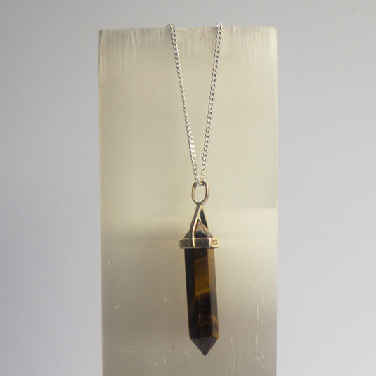 Sterling Silver Tiger Eye Double Terminated Point - Necklaces - Keshet Crystals in Petersfield