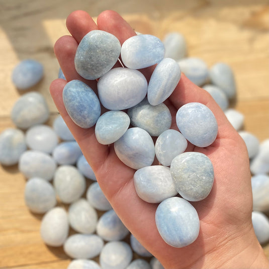 Blue Calcite Tumblestone for Soothing Nerves & Anxiety - Tumblestones - Keshet Crystals in Petersfield