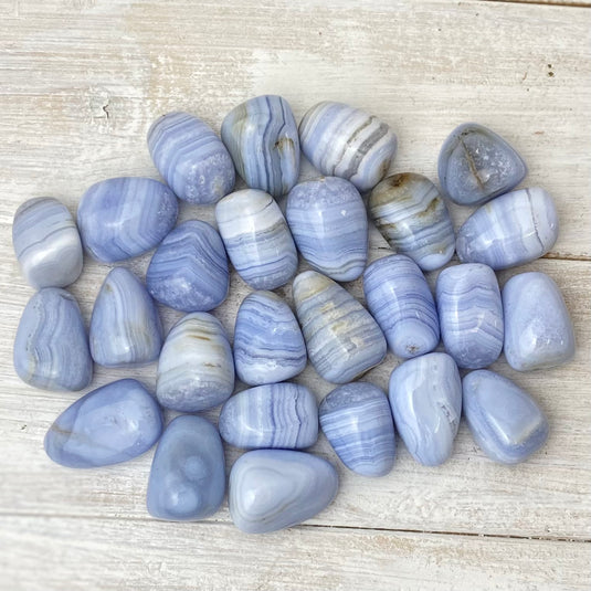 Blue Lace Agate Tumblestone for Soothing & Self Expression - Tumblestones - Keshet Crystals in Petersfield
