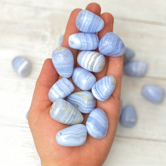 Blue Lace Agate Tumblestone for Soothing & Self Expression - Tumblestones - Keshet Crystals in Petersfield