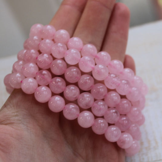 Rose Quartz Bead Bracelet for Unconditional Love & Health