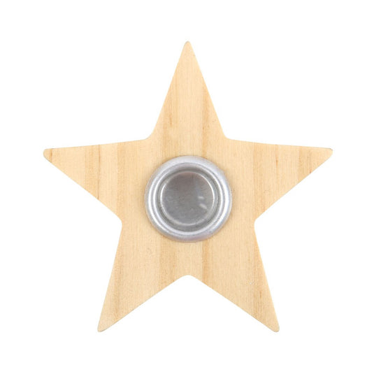 Close Up Of Wooden Star Shaped Spell - Candle Holders - Keshet Crystals in Petersfield & Online