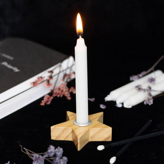 Wooden Star Shaped Spell - Candle Holders - Keshet Crystals in Petersfield & Online