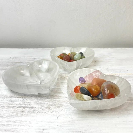 Selenite Heart Shaped Bowl - Crystal Bowls - Keshet Crystals in Petersfield