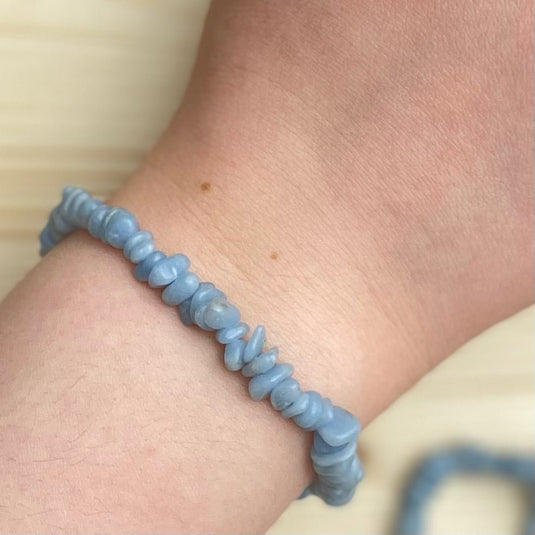 Angelite Bracelet to Connect With Your Guardian Angel - Bracelets - Keshet Crystals in Petersfield