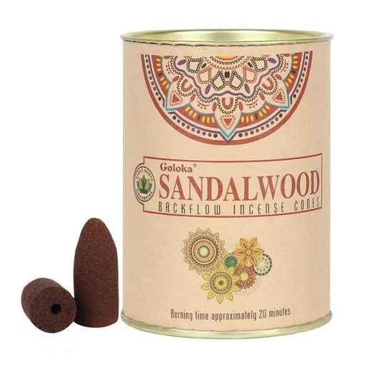 Sandalwood Backflow Incense Cone Tin - Incense Backflow Cones - Keshet Crystals in Petersfield