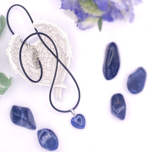 Sodalite Heart Silver-Plated Necklace - Necklaces - Keshet Crystals in Petersfield