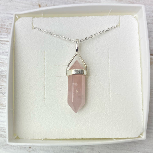 Rose Quartz Point Necklace - Necklaces - Keshet Crystals in Petersfield