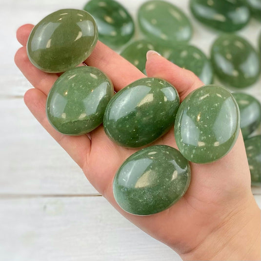 Indian Green Aventurine Palmstone to Bring Luck & Prosperity - Palm Stones - Keshet Crystals in Petersfield