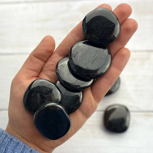 Jet Pocket Stone for Grounding & Releasing Blockages - Palm Stones - Keshet Crystals in Petersfield