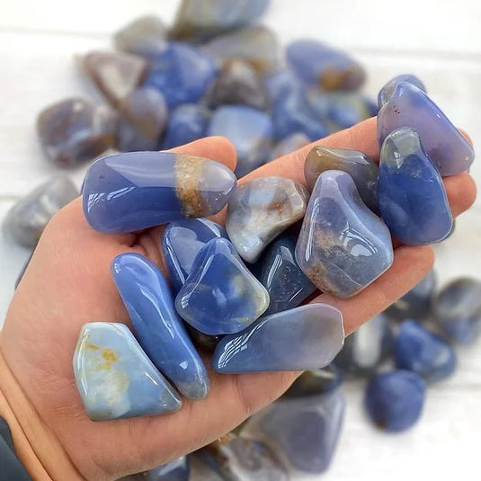 Blue and Grey Chalcedony for Calming & Communicating - Tumblestones - Keshet Crystals in Petersfield