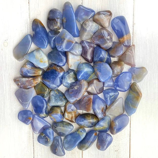 Blue and Grey Chalcedony for Calming & Communicating - Tumblestones - Keshet Crystals in Petersfield