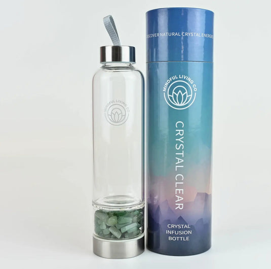 Green Aventurine Crystal Water Bottle for Luck & Good Fortune - Crystal Water Bottles - Keshet Crystals in Petersfield